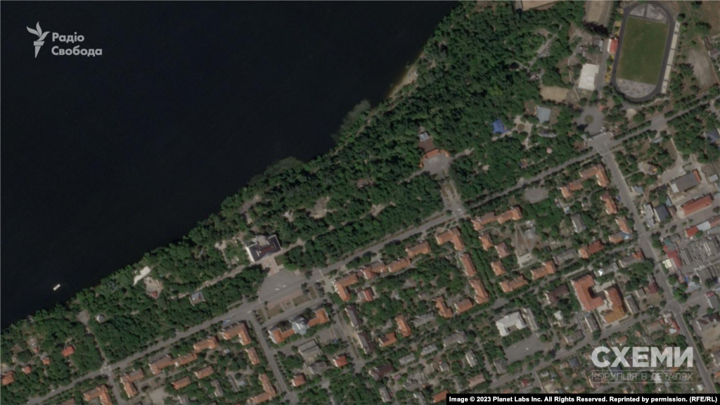Новая Каховка Херсонская область, Украина. Спутниковый снимок Planet Labs до подрыва Каховской ГЭС, 4 июня 2023 года 