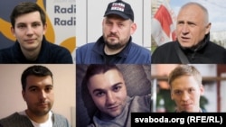 На фото слева направо: верхний ряд – Игорь Лосик, Сергей Тихановский, Николай Статкевич; нижний ряд – Владимир Цыганович, Артем Саков, Дмитрий Попов